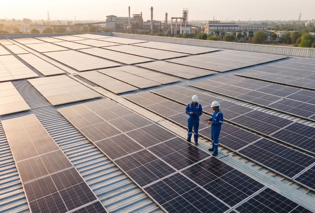 10 kW rooftop solar plant on a factory roof near Chennai