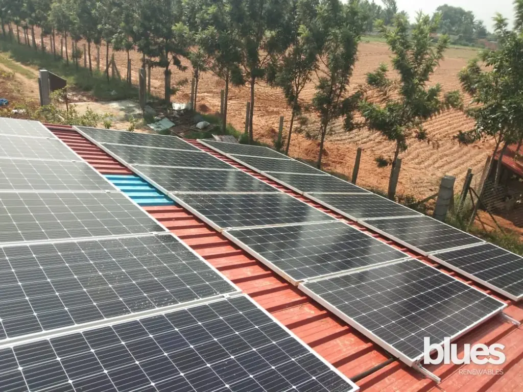 Rooftop solar array on an independent house in Iyyappanthangal