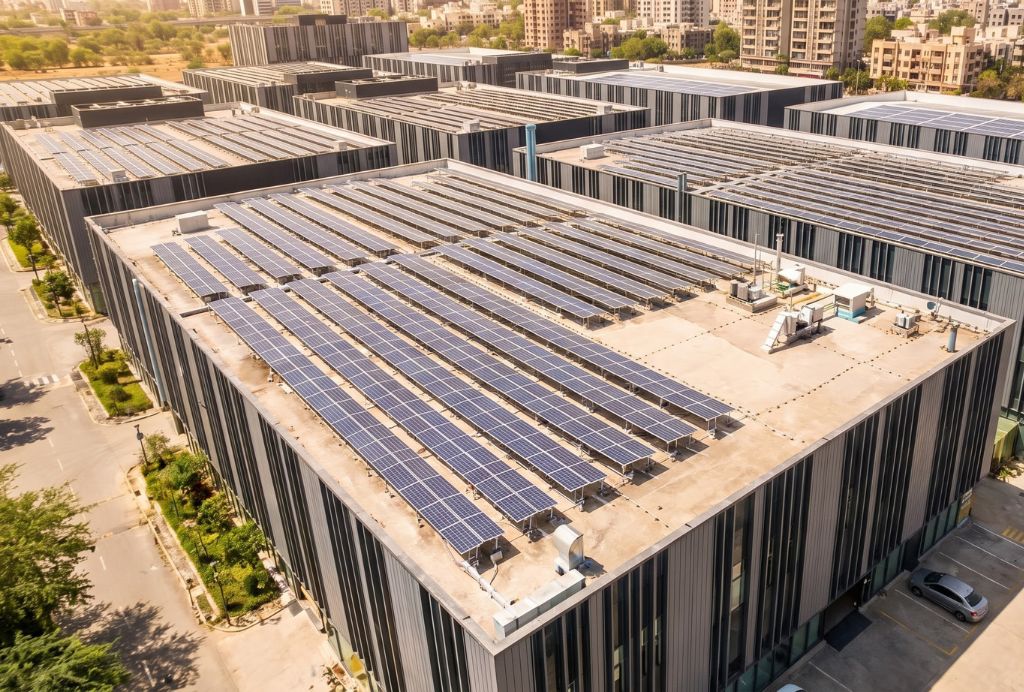 8 kW commercial rooftop solar array in Chennai
