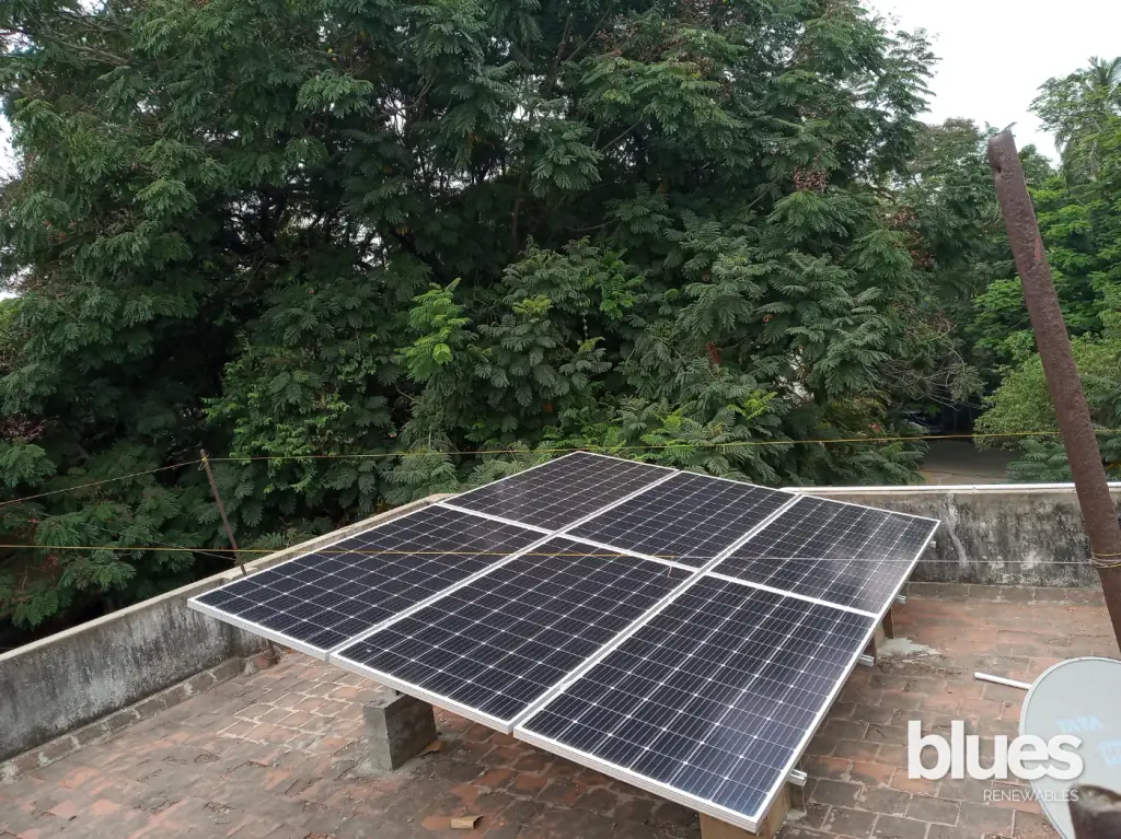 Solar array on a residential terrace in Perumbakkam
